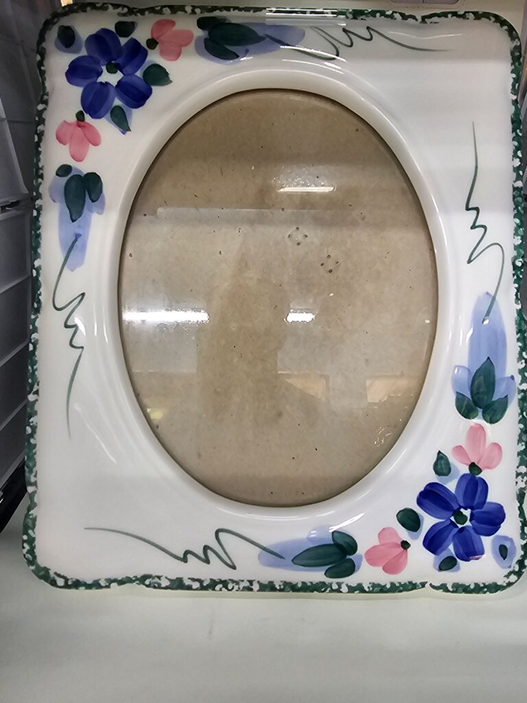 Vintage Handpainted Ceramic 8x10 Picture Frame / Circa 1980's - 1990's as is label