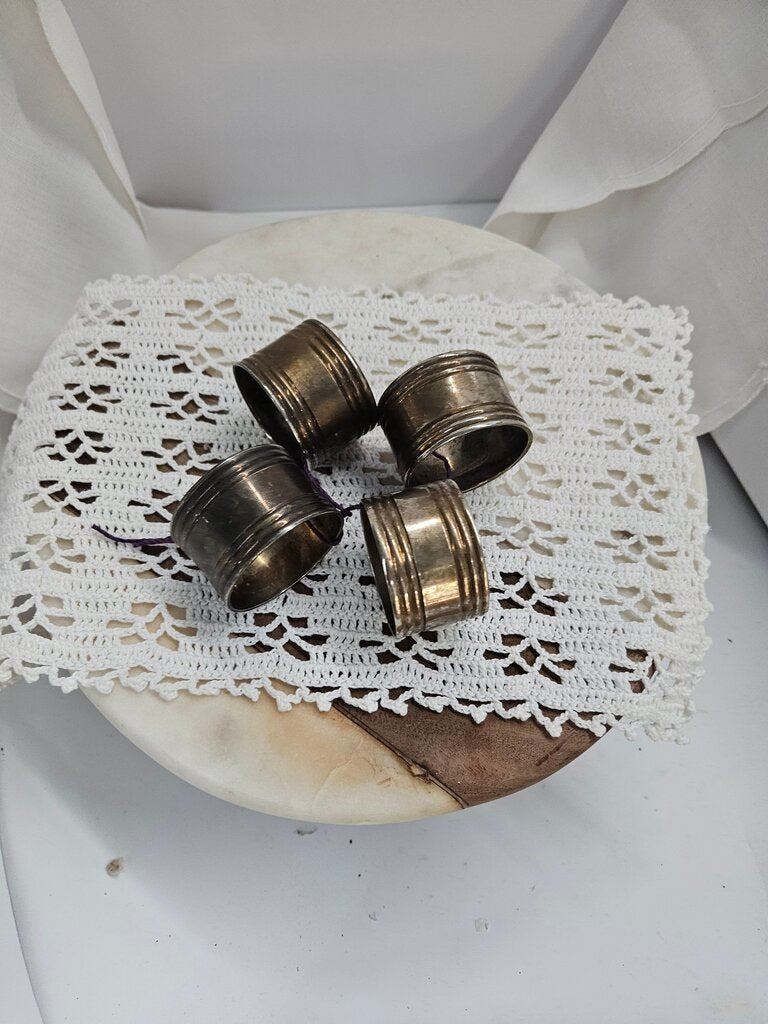 Vintage Metal Napkin Rings Set of 4 label