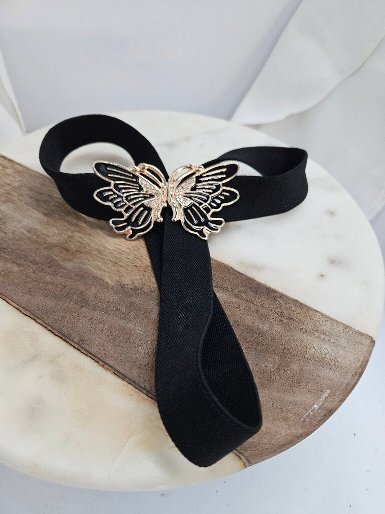 Vintage Black Butterfly Stretchy Belt label