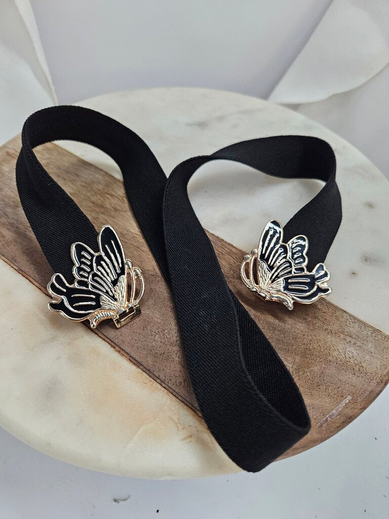 Vintage Black Butterfly Stretchy Belt label