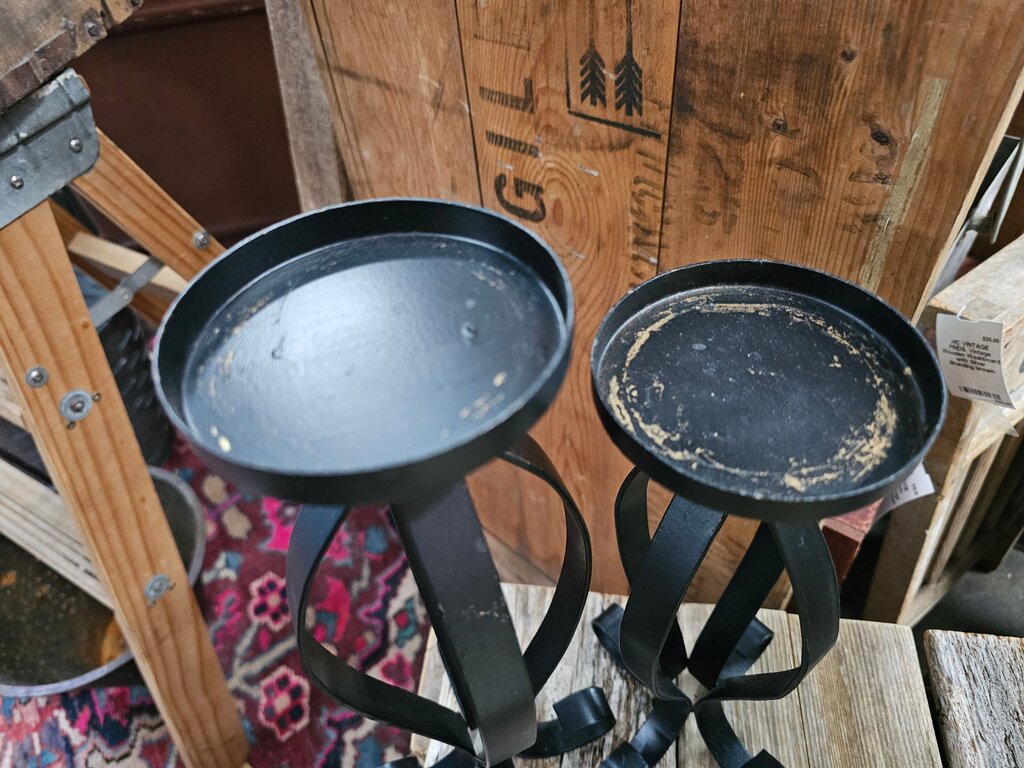 Pair of Black Decorative Candle Holders label