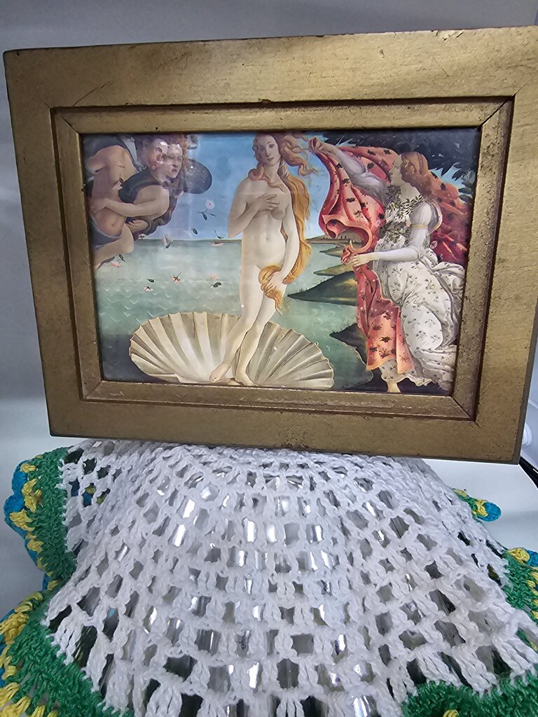 Sandro Botticelli's The Birth of Venus 1485 painting Wood Mirrored Trinket Jewelry Box; label