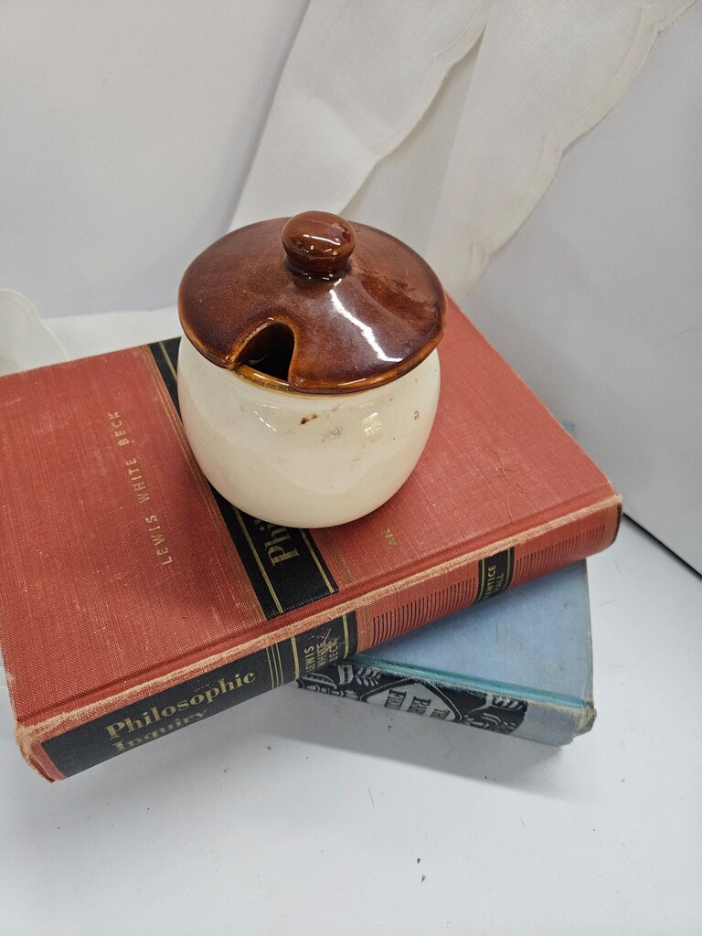 Vintage Ceramic Lidded Storage Jar label