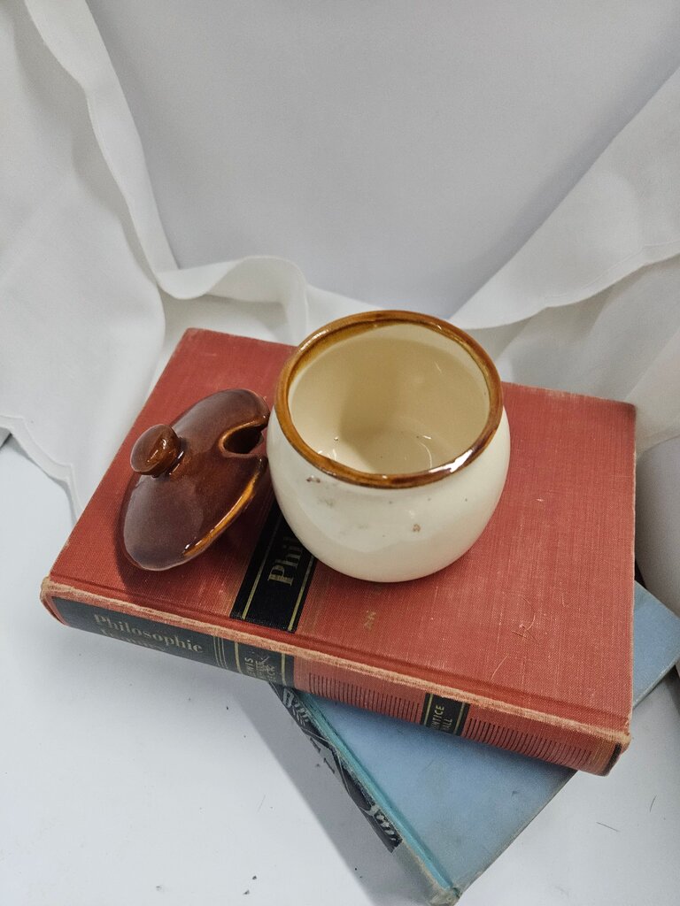 Vintage Ceramic Lidded Storage Jar label