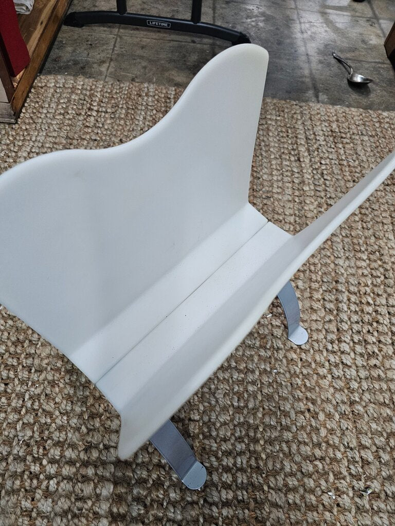 Vintage Ikea Collectable White Plastic Magazine Holder with Metal Legs label