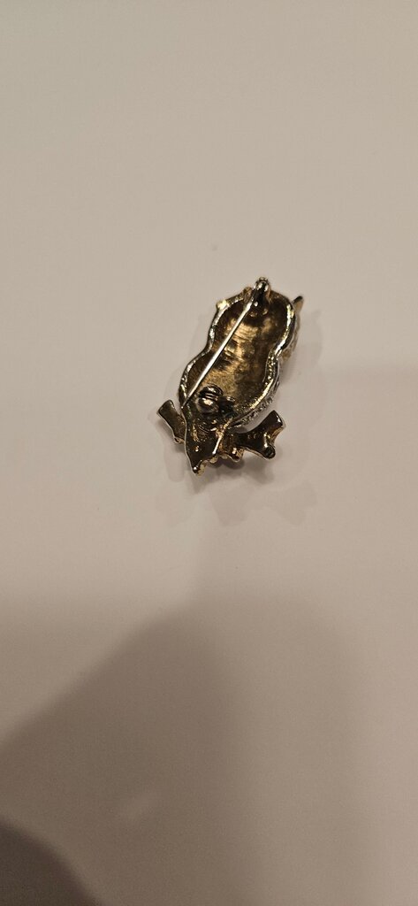 Rhinestone Owl Brooch Pin