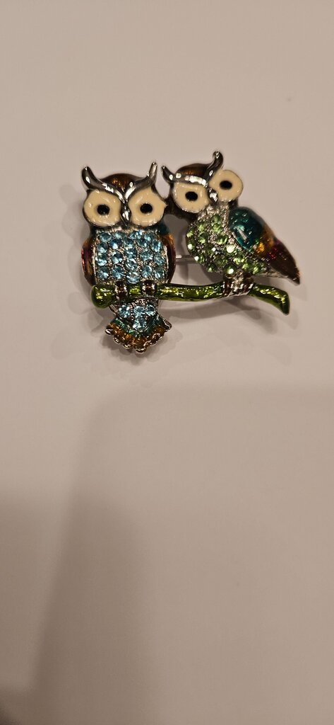 Owl Brooch Pin with Colorful Enamel