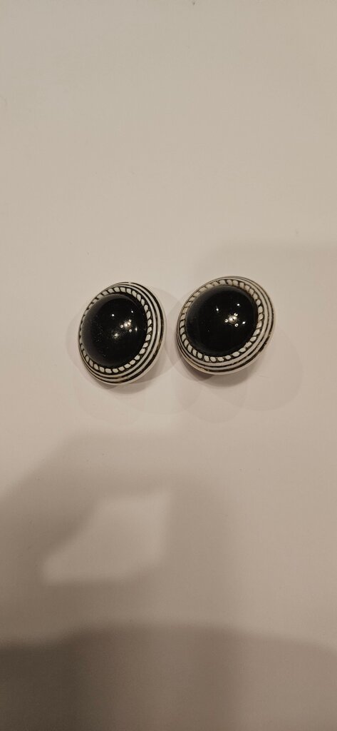Vintage Black and White Clip-On Earrings