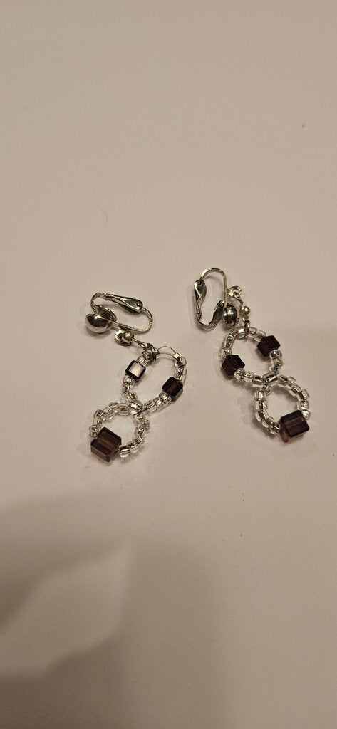 Elegant Brown and Silver Earrings