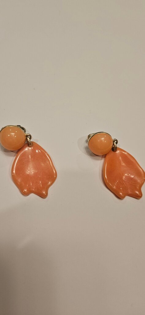 Coral Floral Clip-On Earrings