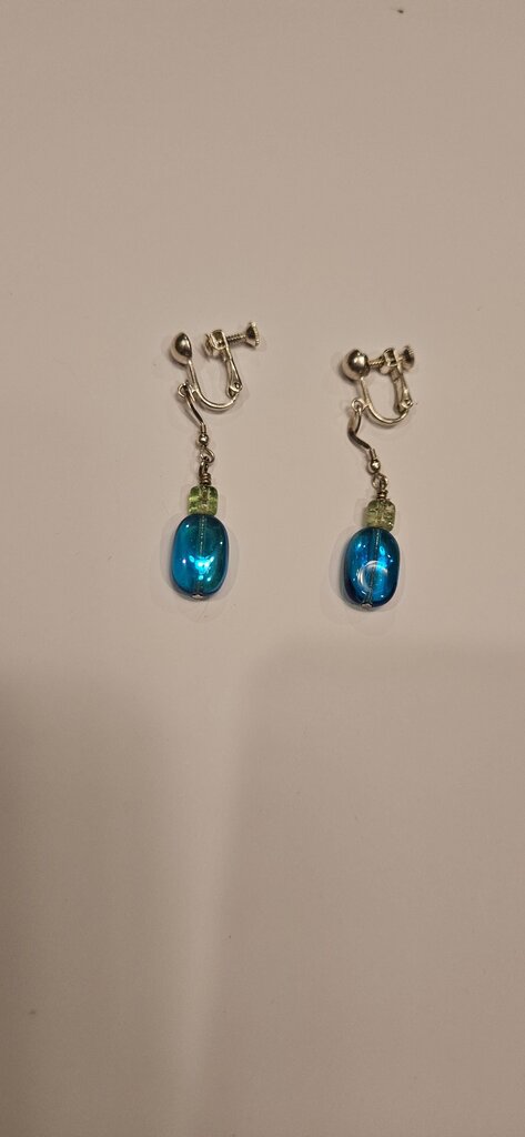 Blue Glass Beaded Earrings