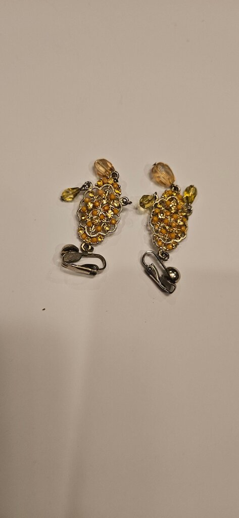 Vintage Clip-On Earrings with Yellow Accents
