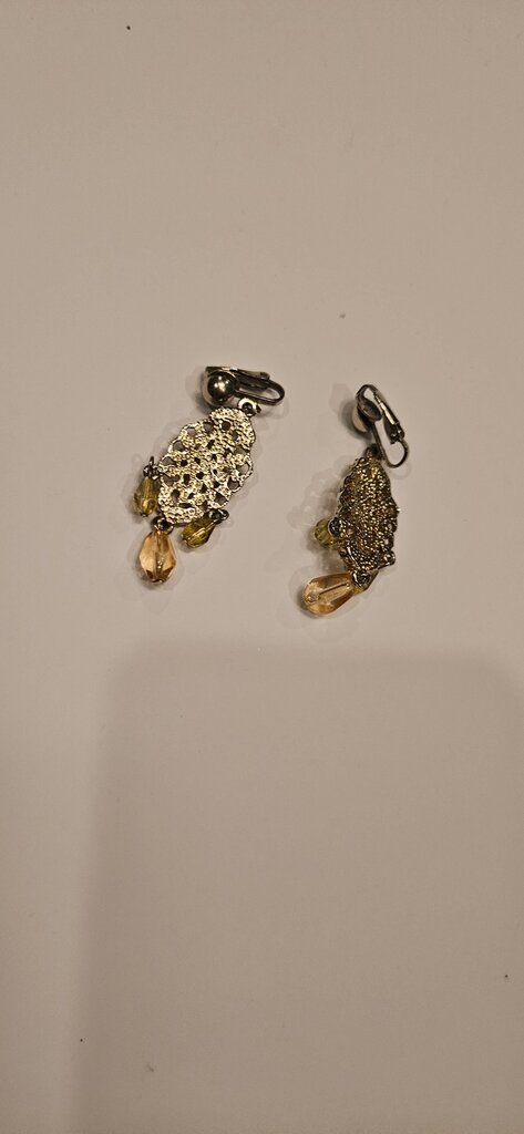 Vintage Clip-On Earrings with Yellow Accents