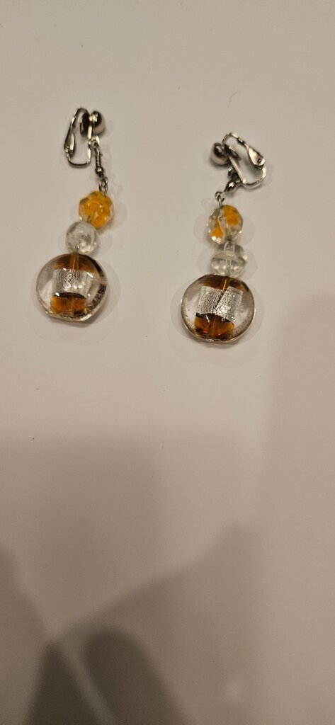 Elegant Silver and Amber Dangle Earrings