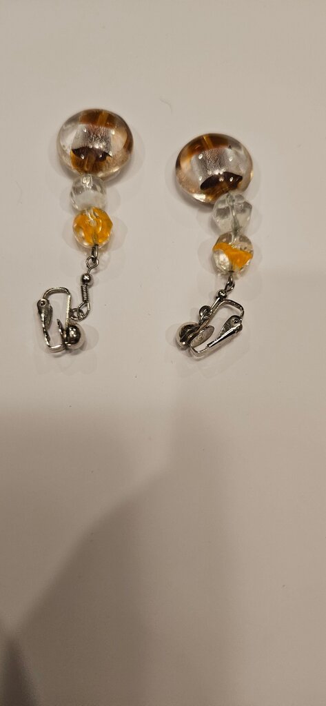 Elegant Silver and Amber Dangle Earrings