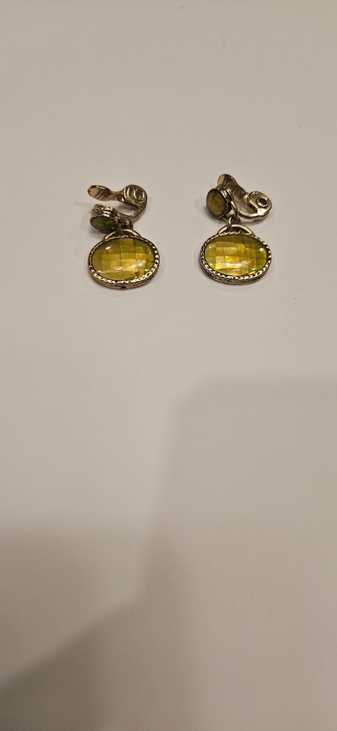 Vintage Yellow Stone Clip-On Earrings