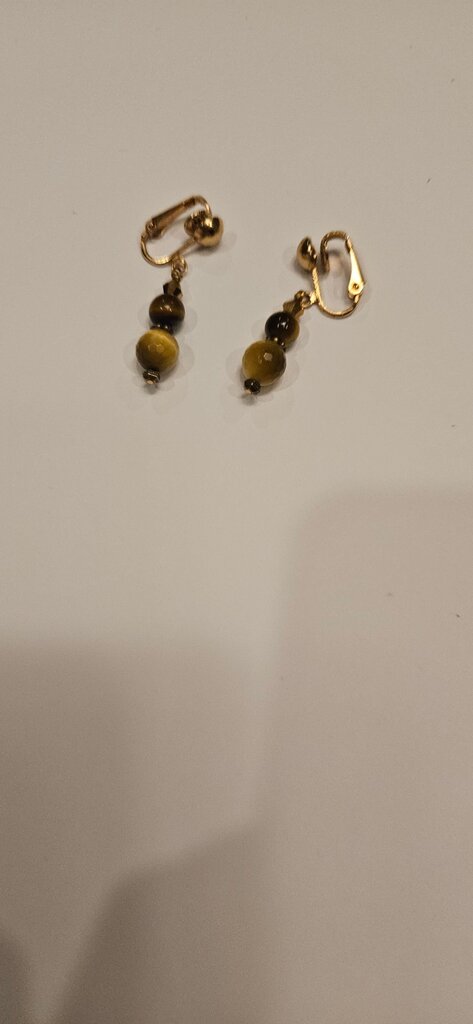 Gold Tone Beaded Dangle Earrings