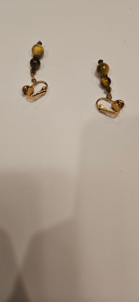 Gold Tone Beaded Dangle Earrings