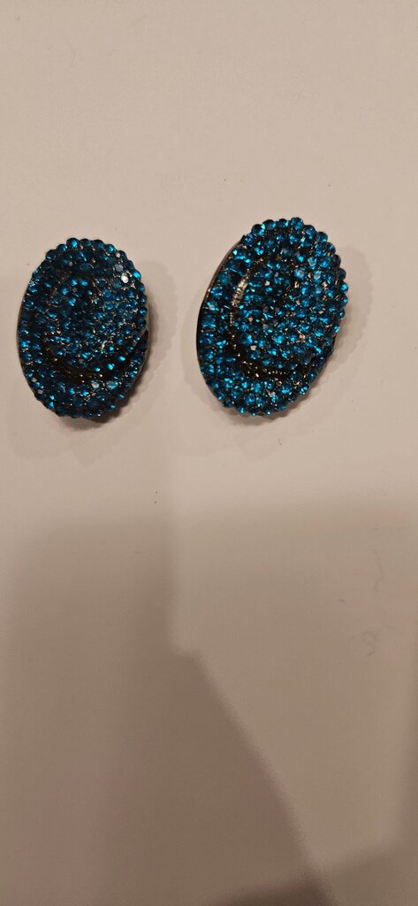 Teal Blue Vintage Clip-On Earrings