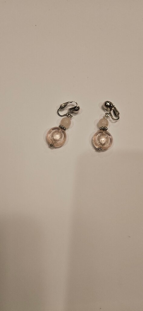 Pink Glass Bead Drop Earrings