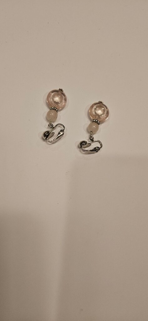 Pink Glass Bead Drop Earrings