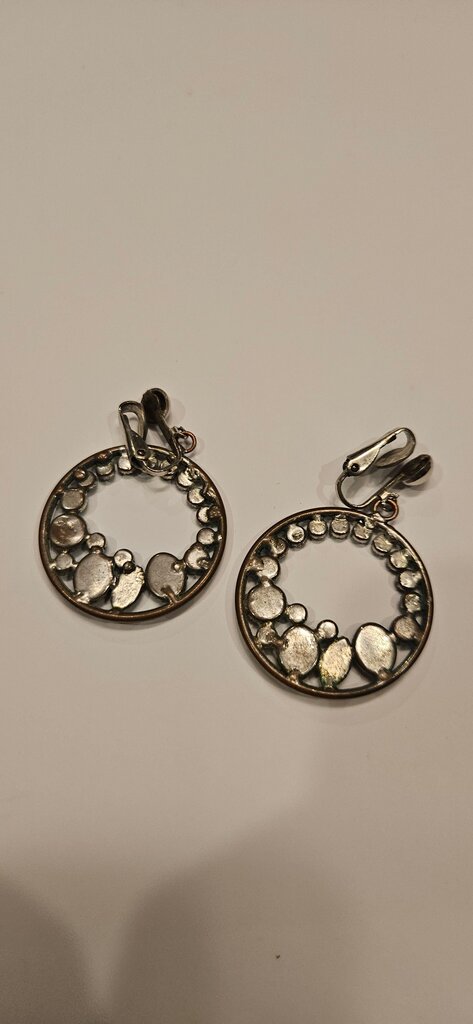 Vintage Blue Stone Drop Hoop Earrings