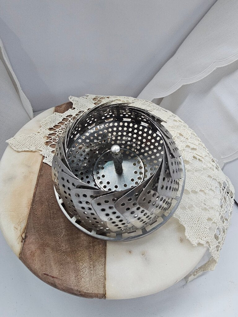 Vintage vegetable steamer, collapsible stainless steel veggie strainer, colander, retro, easy store, vegetable cooker, instapot, folding