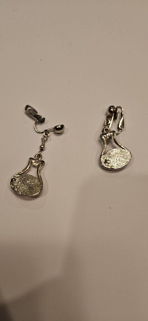 Vintage Clip-On Earrings with Pink Stone
