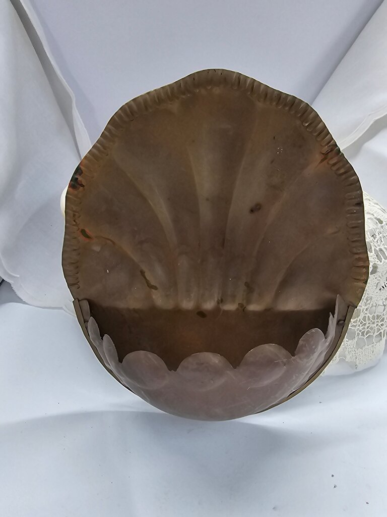 Vintage Hand Made in India Stamped Brass Elegant Wall Hanging Planter/dried flower container