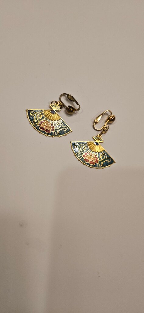 Vintage Fan-Shaped Earrings