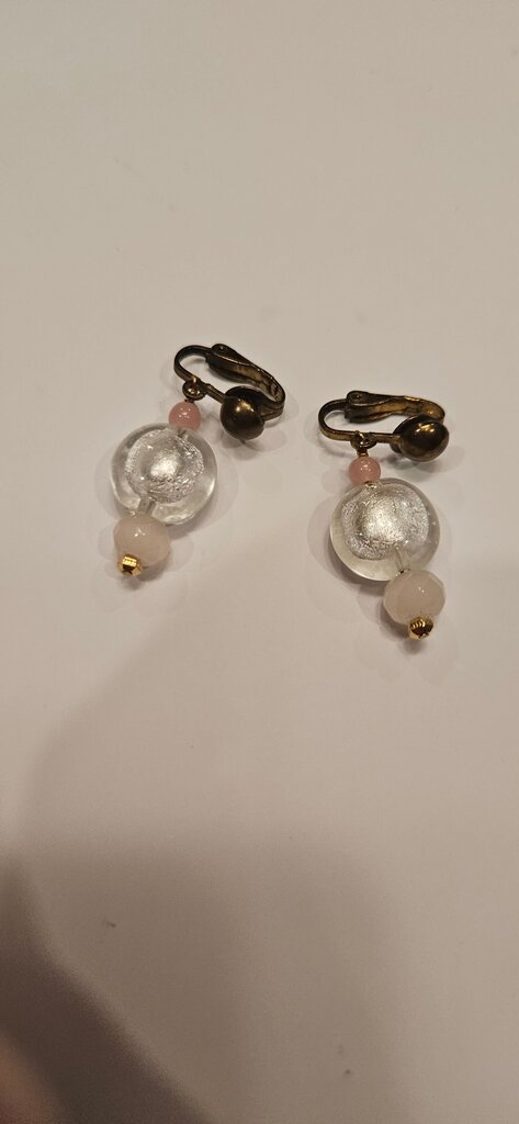 Vintage Clip-On Earrings with Glass Beads