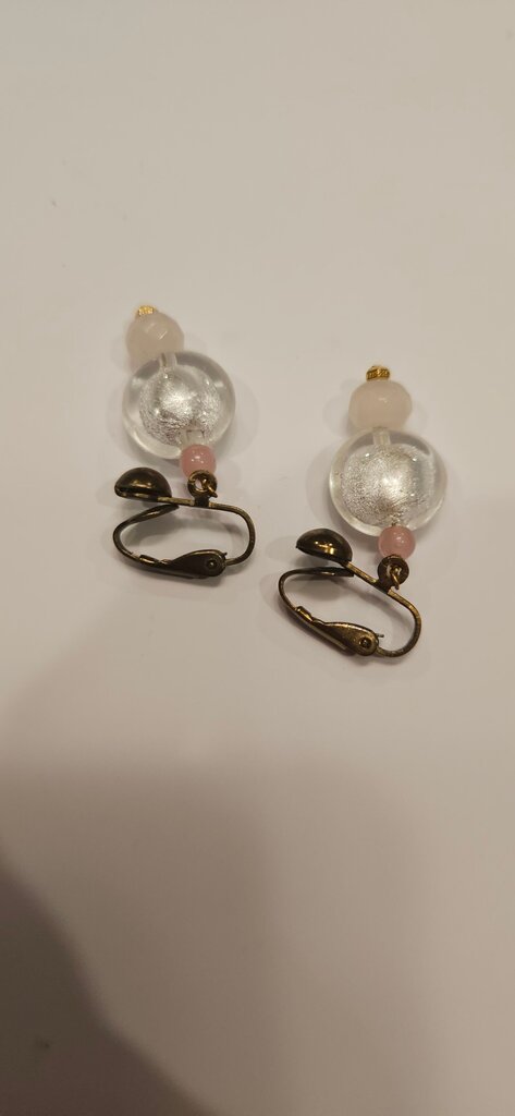 Vintage Clip-On Earrings with Glass Beads