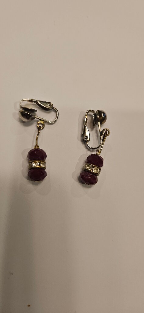 Vintage Red Beaded Clip-On Earrings