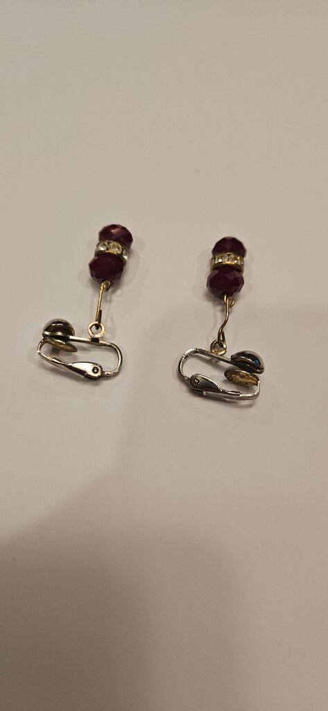 Vintage Red Beaded Clip-On Earrings