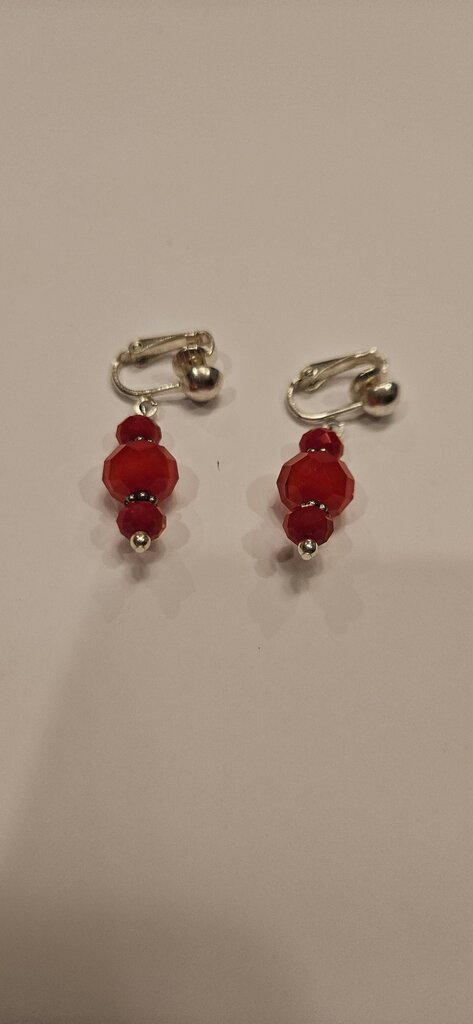 Red Bead Dangle Earrings