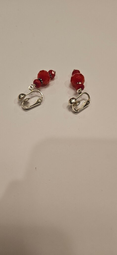 Red Bead Dangle Earrings