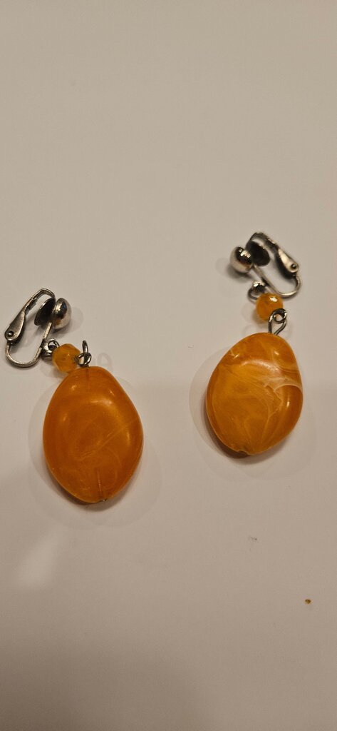 Vintage Amber Clip-On Earrings