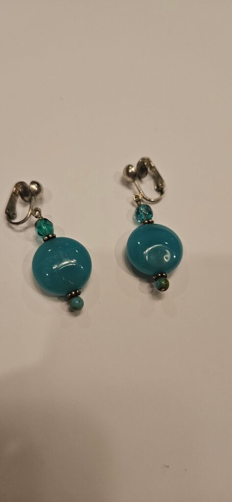 Turquoise Beaded Clip-On Earrings