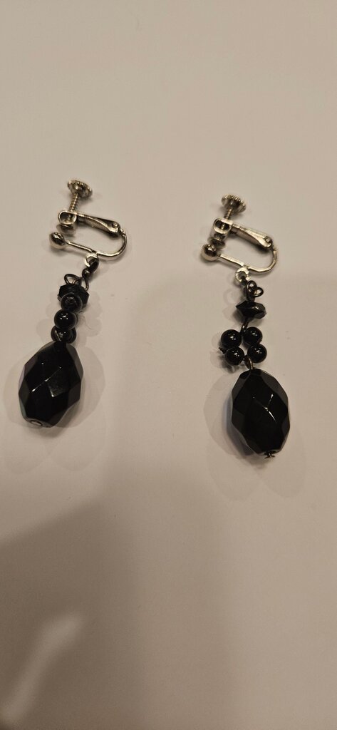 Vintage Black Beaded Earrings