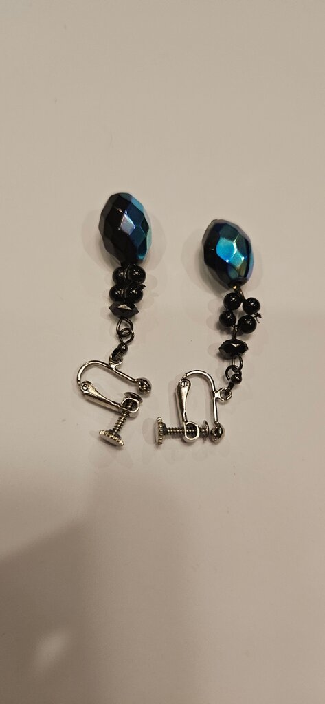 Vintage Black Beaded Earrings