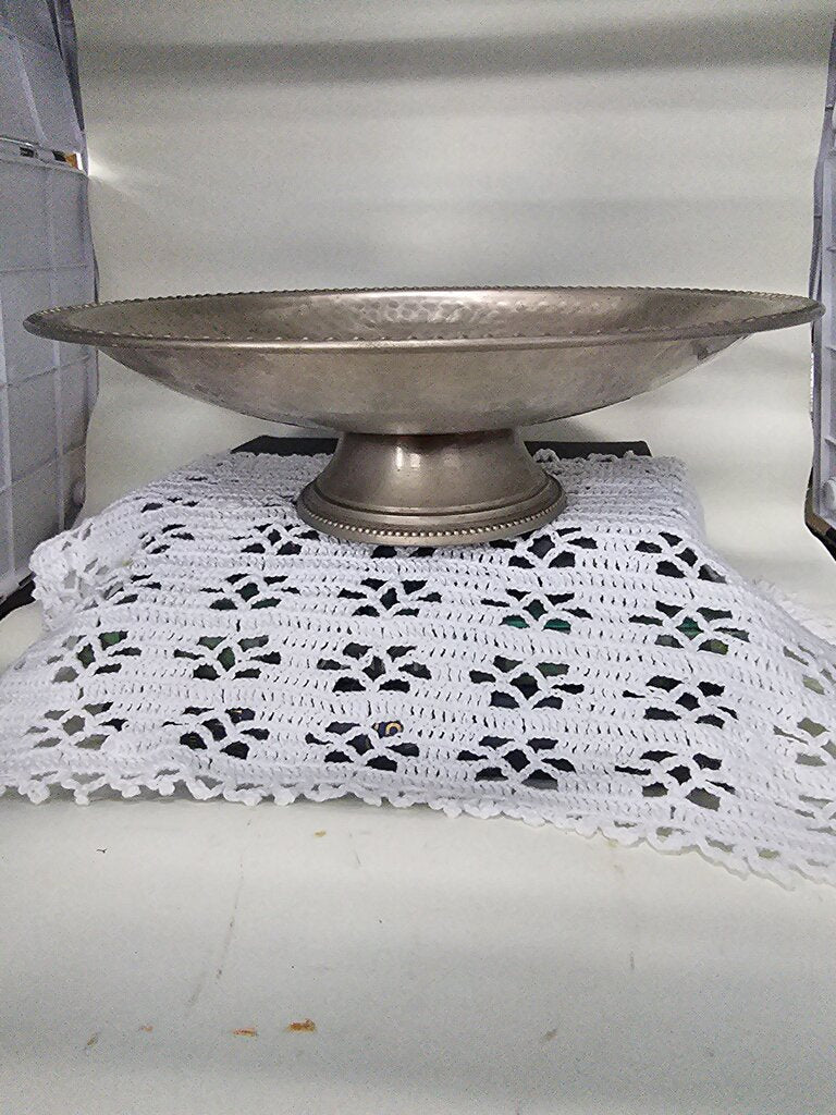 Decorative Hammered Metal Footed Pedestal Bowl/candy dish As Is label