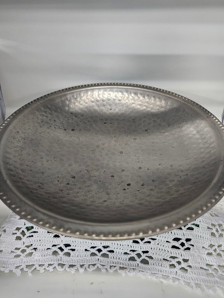 Decorative Hammered Metal Footed Pedestal Bowl/candy dish As Is label