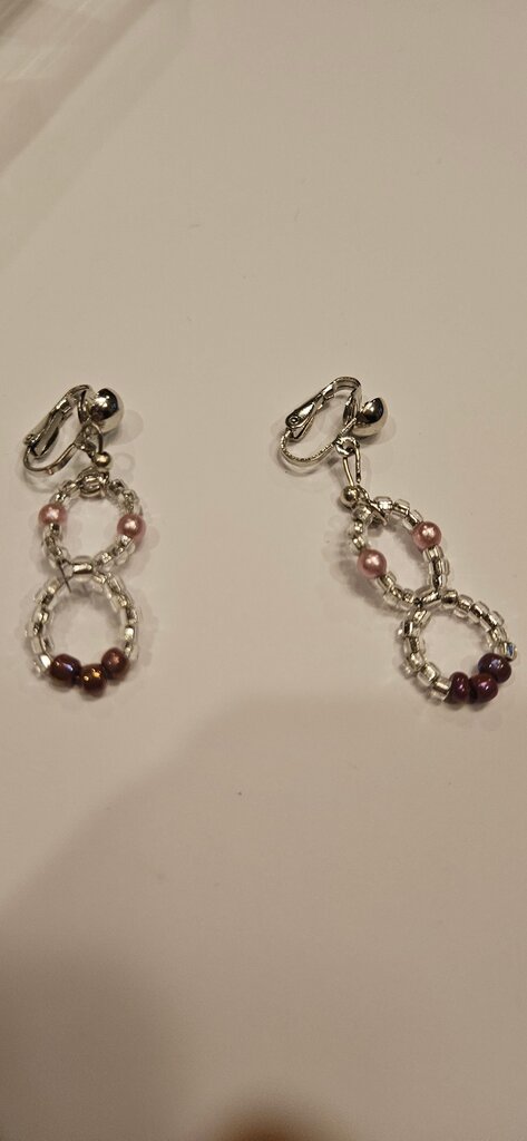 Beaded Dangle Earrings with Silver Accents