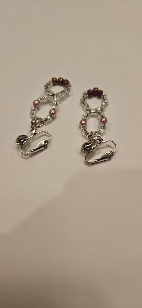 Beaded Dangle Earrings with Silver Accents
