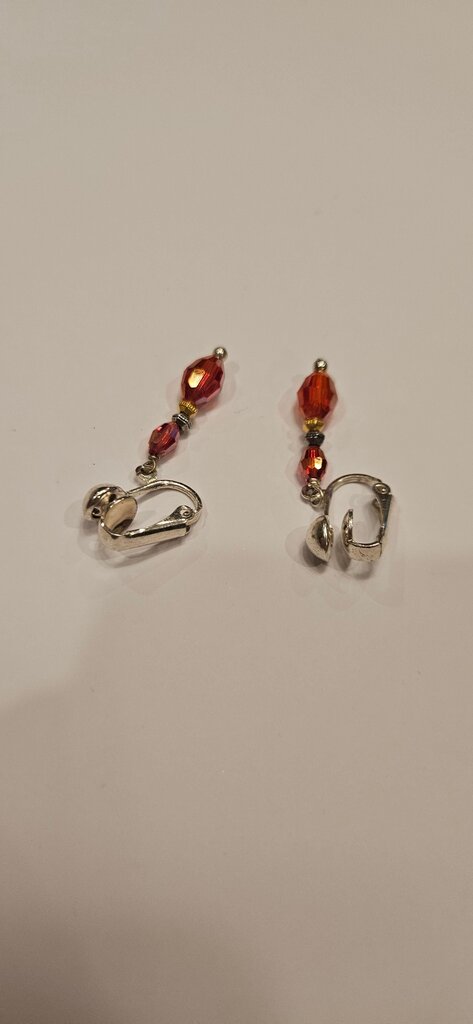 Red Beaded Dangle Earrings