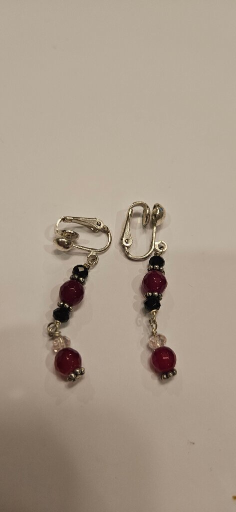Beaded Drop Earrings with Silver Hooks