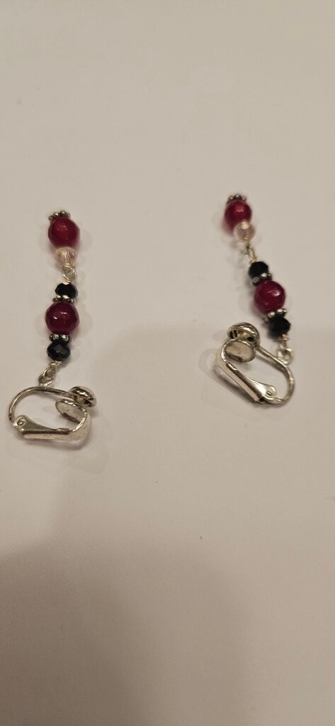 Beaded Drop Earrings with Silver Hooks