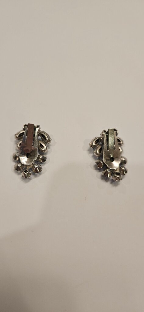 Vintage Blue Rhinestone Clip-On Earrings