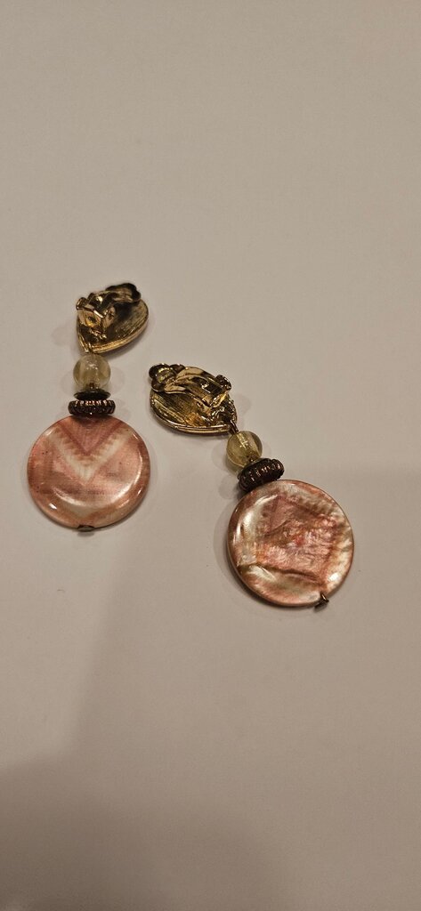 Vintage Pink Beaded Drop Earrings