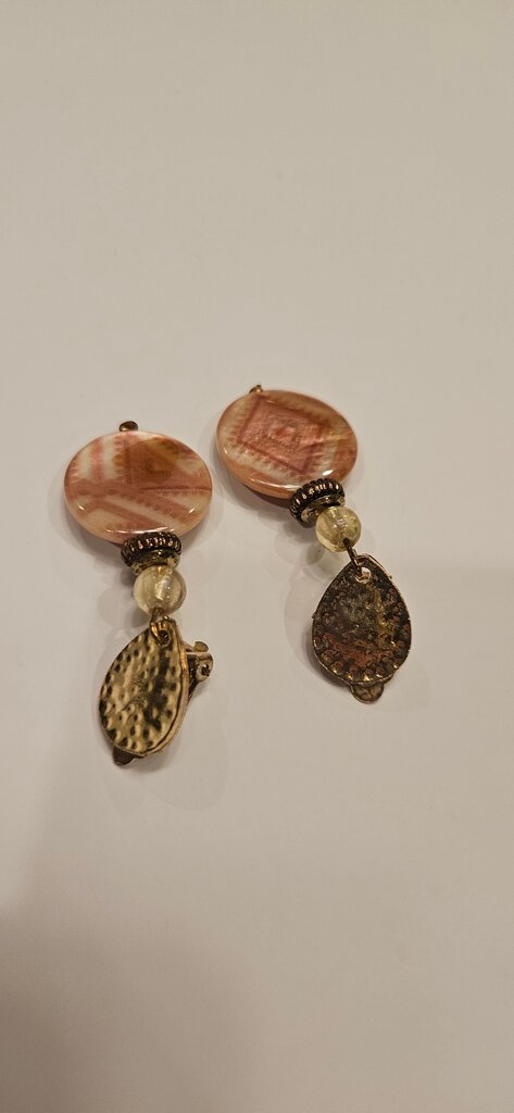 Vintage Pink Beaded Drop Earrings